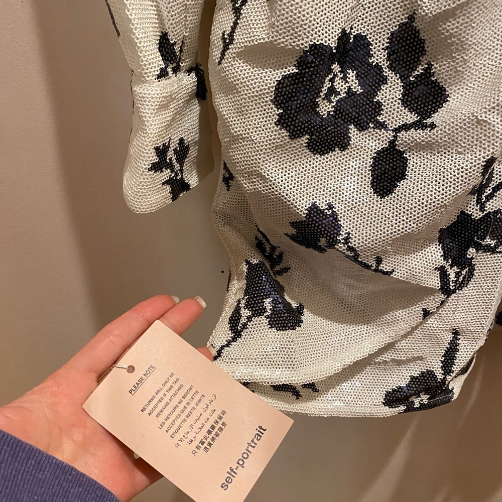 SELF-PORTRAIT-Floral Sequin Wrap Dress NWT! - Picture 3 of 3